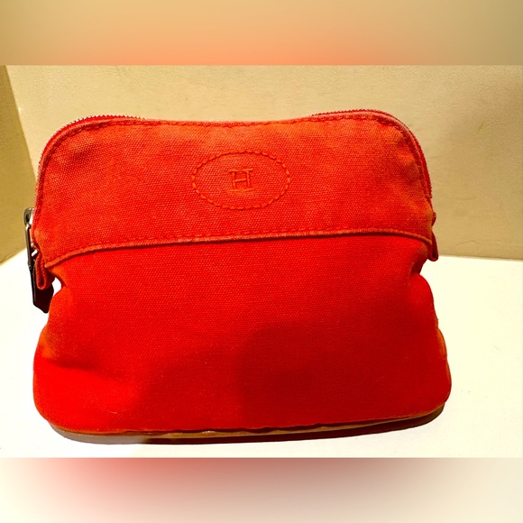 Hermes Orange Canvas Bolide Makeup/Travel Pouch - Picture 1 of 11